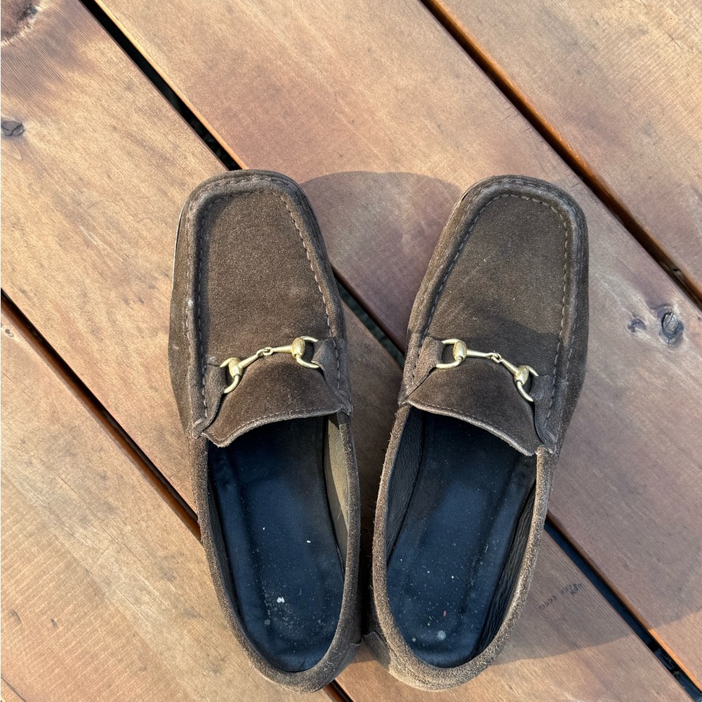Vintage Gucci Brown Suede Loafers